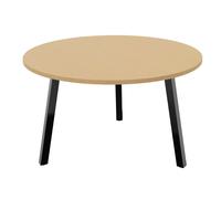 Table ronde 120 cm - 3 pieds trapèze métal Noir - Plateau Hêtre