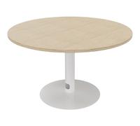 Table ronde 120 cm - Piètement tulipe Blanc - Plateau Chêne