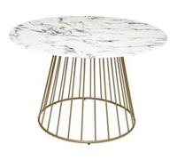 Table à manger ""Rayo"" blanc effet marbre doré D120cm - Atmosphera createur d'interieur
