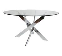 Table Ronde 140cm Pieds Chromés et Plateau en Verre - RITHA -