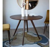 Table ronde 4 personnes en bois foncé finition noyer d105 cm - liwa