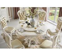 Table ronde 6 chaises Chaise Salle à manger Ensemble complet Baroque Rococo 7pcs.