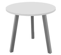 Table ronde 80 cm - 3 pieds trapèze métal Aluminium - Plateau Blanc