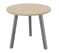 Table ronde 80 cm - 3 pieds trapèze métal Aluminium - Plateau Chêne