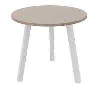Table ronde 80 cm - 3 pieds trapèze métal Blanc - Plateau Argile