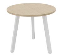 Table ronde 80 cm - 3 pieds trapèze métal Blanc - Plateau Chêne
