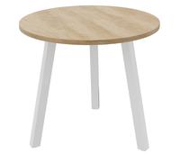 Table ronde 80 cm - 3 pieds trapèze métal Blanc - Plateau Chêne Nébraska