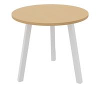 Table ronde 80 cm - 3 pieds trapèze métal Blanc - Plateau Hêtre