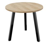 Table ronde 80 cm - 3 pieds trapèze métal Noir - Plateau Chêne Nébraska
