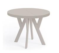 Table ronde à rallonges pour salle à manger, PERO, style loft, scandinave, diamètre : 90 / 140 cm, couleur : cachemire