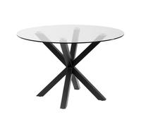 Table ronde Argo complète en verre et pieds en acier