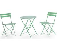 Table ronde avec chaises Rebecca Mobili Daflah 71x60x60 Acier Vert Moderne SET 3 pcs