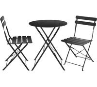 Table ronde avec chaises Rebecca Mobili Pequi 71x60x60 Acier Noir Moderne SET 3 pcs