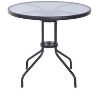 Outsunny Table Ronde Bistro de Jardin dim. Ø 80 x 72H cm Espace Installation Parasol Acier époxy Noir Plateau Verre trempé