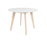 Table scandinave ronde blanc et bois D100 cm LEENA