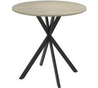 HomCom Table à manger ronde 80 cm, style industriel, plateau bois & pieds acier croisés, blanc chêne