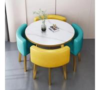 Table ronde compacte avec 4 chaises, parfaite pour les réunions de bureau, la salle à manger, le salon, la cuisine et les petits espaces - Ensemble de meubles élégants et fonctionnels