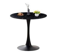 Table Ronde De Bar, Comptoir De Bistro avec Tables Fixe Et Base Stable, Table À Manger Circulaire pour La Maison, Le Bureau Et La Cuisine-Marble Pattern Black||Diameter 80cm