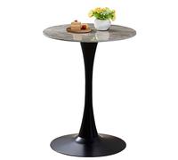 Table Ronde De Bar, Comptoir De Bistro avec Tables Fixe Et Base Stable, Table À Manger Circulaire pour La Maison, Le Bureau Et La Cuisine-Bright Light Limestone Slab||Diameter 60cm