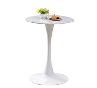 Table Ronde De Bar, Comptoir De Bistro avec Tables Fixe Et Base Stable, Tablese À Manger Circulaire pour La Maison, Le Bureau Et La Cuisine-Bright White Rock Slab||Diameter 80cm