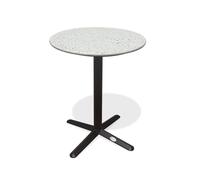 Table ronde de jardin en acier et plateau terrazzo - noir