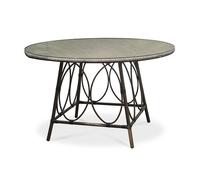Table ronde de jardin USHUAIA (diam. 125 cm) en aluminium marron et textilène - LIN