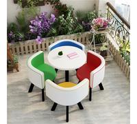 Table ronde de petit-déjeuner pour 4 personnes Table de cuisine avec 4 chaises assorties Peu encombrante, idéale pour les petites salles de réunion, les cuisines et les salons White+Four_Colors