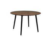Table ronde de repas en bois brun, 6 places, bois massif, style années 50-70 - Dutchbone, Clover - Ø120x75 cm