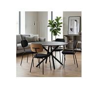 AltoBuy Table Ronde Design + 4 chaises Tissu Noir et métal Noir - AMAEL