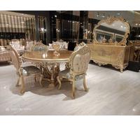Table ronde dorée Ensemble de salle à manger Table 4x chaise Buffet 6pcs Nouveau