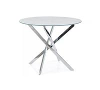 Table ronde effet marbre ""Agis"" - Blanc/Argenté - D 90 x H 71 cm