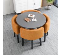 Table ronde élégante et moderne avec 4 chaises peu encombrantes - Meuble de cuisine et de salon en PU/tissu pour halls d'affaires, magasins de desserts et hôtels