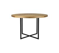 Table ronde en bois de chêne beige, 6 places, verni - Dutchbone, Class - 120x120x75 cm
