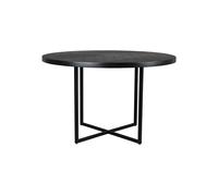Table ronde en bois noir, 6 places, fait main, style années 50-70 - Dutchbone, Class - Ø120x75 cm