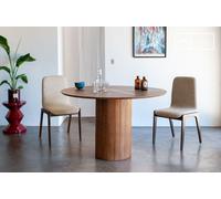 Table ronde en bois teinte noyer 6 personnes Ligna