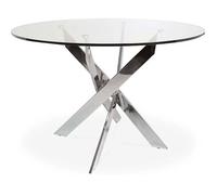 Table ronde en verre et pied chromé Sofia
