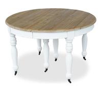 Table ronde extensible en bois massif LAVANDOU Blanc