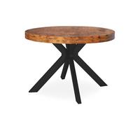 Table Ronde Extensible "Zefane" 110-260cm Noir & Noyer