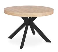 Table Ronde Extensible ""Zefane"" 160-260cm Noir & Chêne