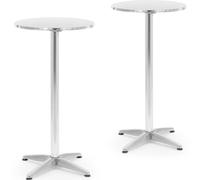 Table ronde, haute, pliante, diamètre 60 cm, 115 cm, argent - 2 pièces.