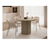 Selsey Table À Manger Ronde 110 cm pour 4 Personnes Table De Cuisine Bureau Cappuccino Hexa