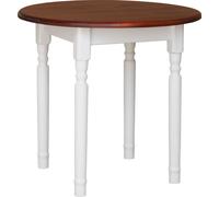 Table ronde II blanche en pin massif avec plateau en couleur calvados 90 cm