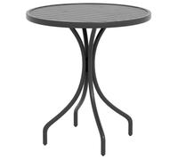 Table ronde jardin acier galvanisé à plateau latté Ø66cm noir Outsunny