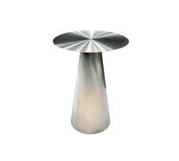 Table ronde moderne de style industriel en acier inoxydable, finition brossée texturée CD, base conique, idéale pour les cafés, les salons de thé à bulles, les restaurants et les bars.(60cm/23.6in)