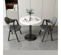 Table ronde moderne en métal et 2 chaises haute résilience capitonnées en éponge Idéal pour bureau, café, bar, cuisine Meubles de salle à manger compacts pour 2 personnes