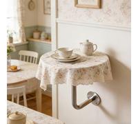 Table Ronde Murale en Acier Inoxydable Brossé Peu Encombrante - Table D'appoint Flottante Moderne pour Petits Espaces, Salle De Bain Et EntréeSilver,40cm