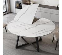 Table ronde pliante en bois massif Blanc 140 cm Extension de bureau portable pour événements, restauration et banquets Design compact pour un rangement facile