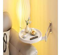 Table Ronde Pliante Murale,Petit Bureau Mural,Table Pliante Murale,Murale Rabattable Rond Escamotable Basse Table,Convient Aux Restaurants,Chambres,Table Basse,Etc.(White 28*2.5cm/11.0*0.9in)