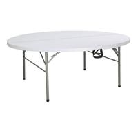 Table ronde pliante transportable (Ø)1830 mm, pour 10 à 12 personnes, en polyéthylène blanc, à assembler