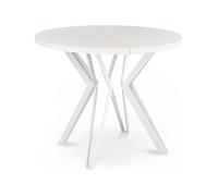 WFL GROUP Table Ronde Salle à Manger - 100/176 Cm De Diamètre - Table à Rallonges avec Pieds en Métal Blanc - Style Industriel - Compacte - Blanc